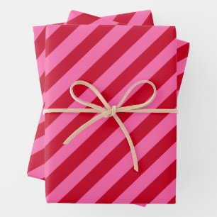 Pink and Red Christmas Peppermint Stripes Wrapping Paper Sheet