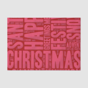 Pink and Red Christmas Word Art Tissue Paper