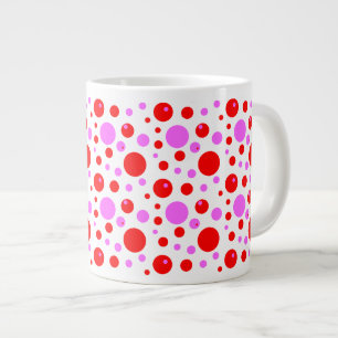 Pink and Red Circles and Polka Dots Large Coffee Mug