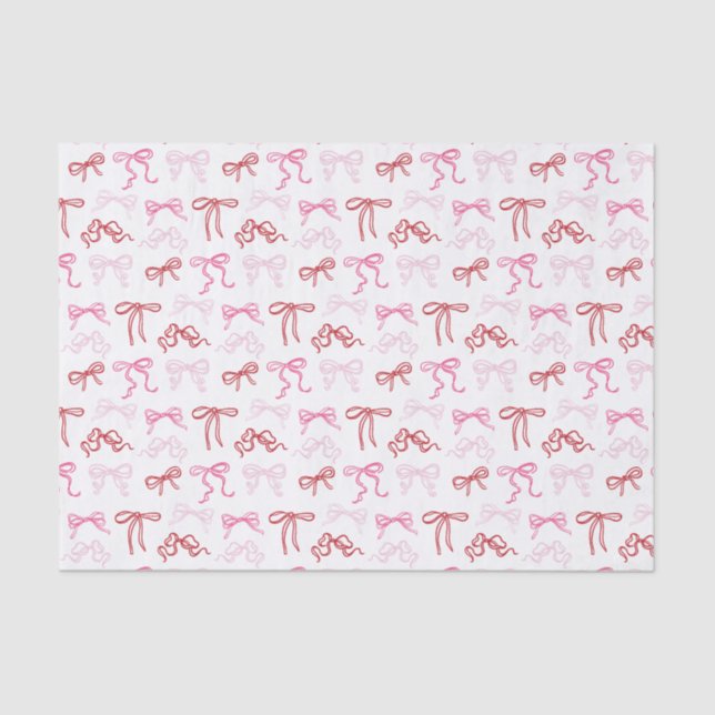 Pink and red coquette bow pattern tissue paper (Front)