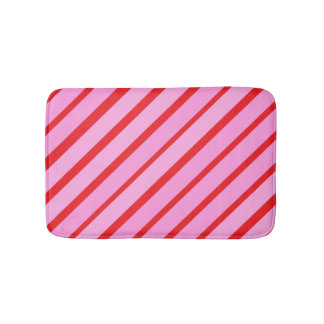 Pink and Red Diagonal Stripes Bath Mat