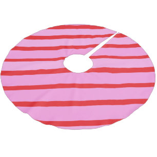 Pink and Red Diagonal Stripes Brushed Polyester Tree Skirt