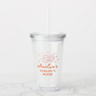 Pink and Red Disco Bachelorette Party Weekend Acrylic Tumbler