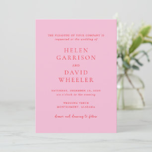 Pink and Red Elegant Classic Wedding Invitation