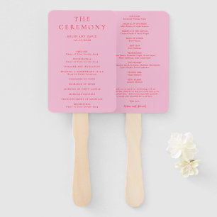 Pink and Red Elegant Classic Wedding Program Hand Fan