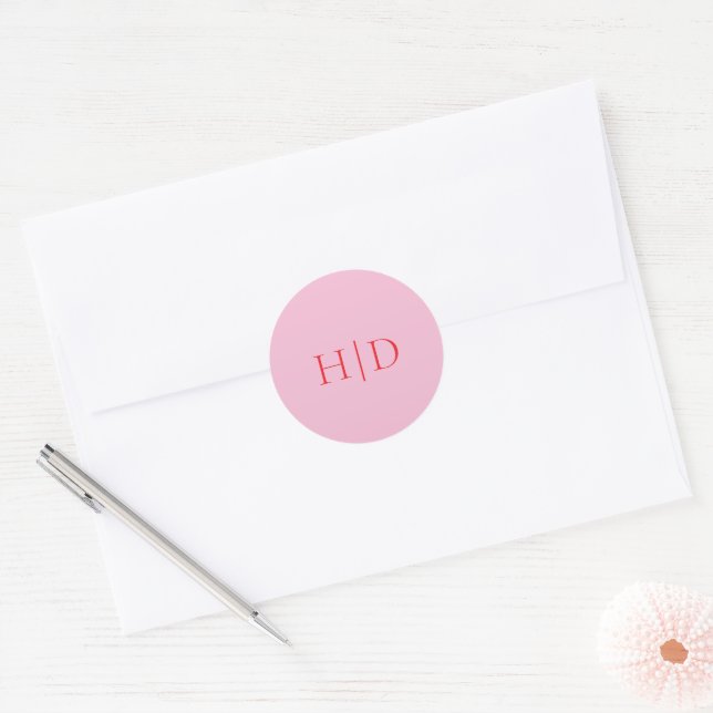 Pink and Red Elegant Classic Wedding Round Sticker (Envelope)