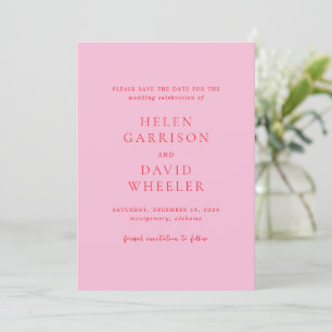 Pink and Red Elegant Classic Wedding Save The Date