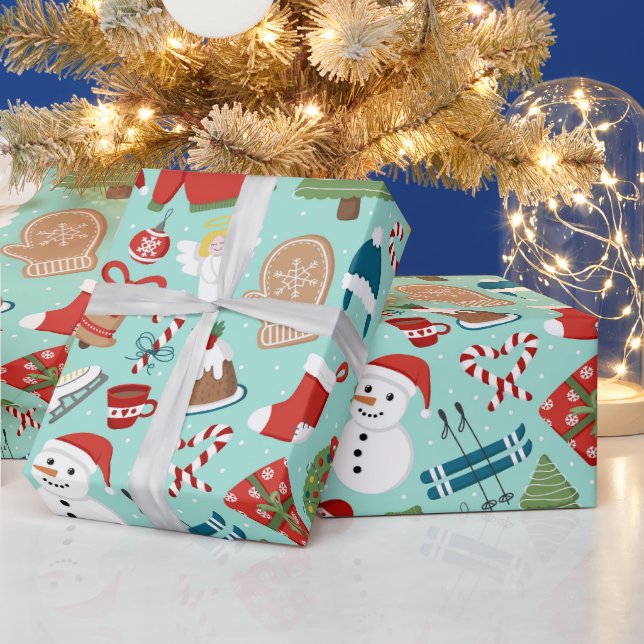 Pink and Red Festive Holiday Christmas  Wrapping Paper (Holidays)