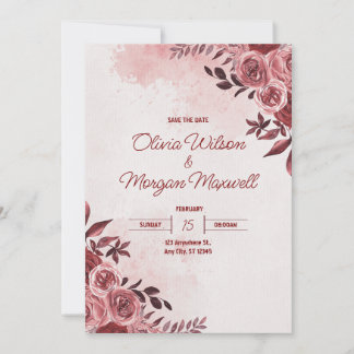 Pink and Red Floral Wedding Invitation