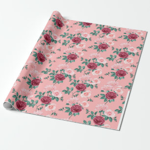 Pink and Red Floral Wrapping Paper