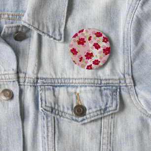 Pink and Red Flowers - Floral 6 Cm Round Badge