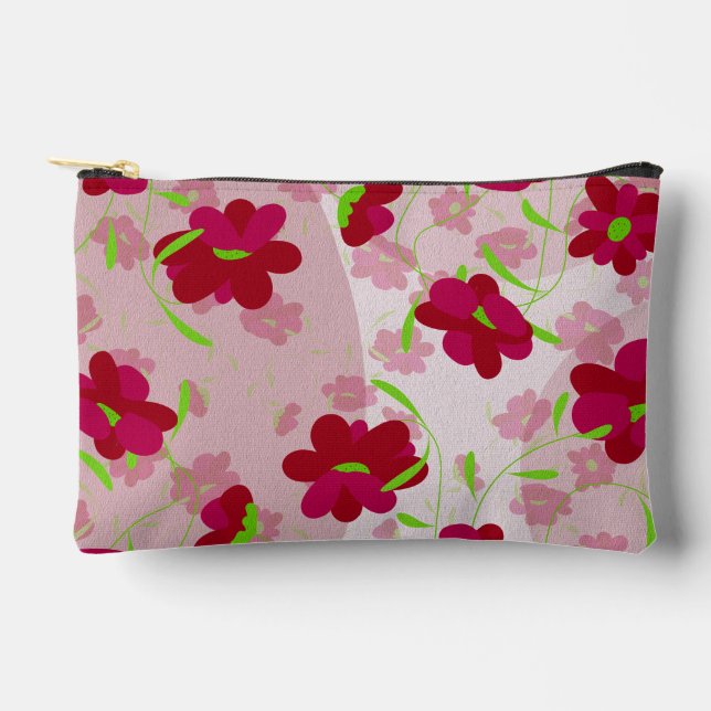 Pink and Red Flowers - Floral Accessory Pouch (Front)