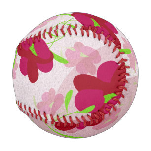 Pink and Red Flowers - Floral Baseball