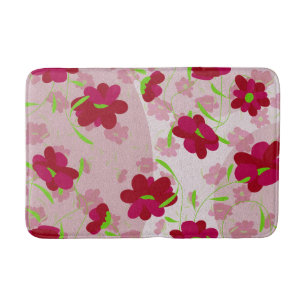 Pink and Red Flowers - Floral Bath Mat