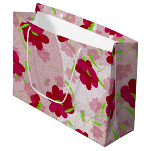 Pink and Red Flowers - Floral Large Gift Bag