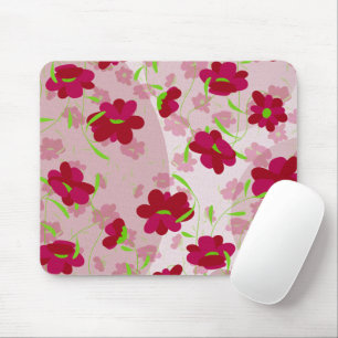 Pink and Red Flowers - Floral Mouse Mat