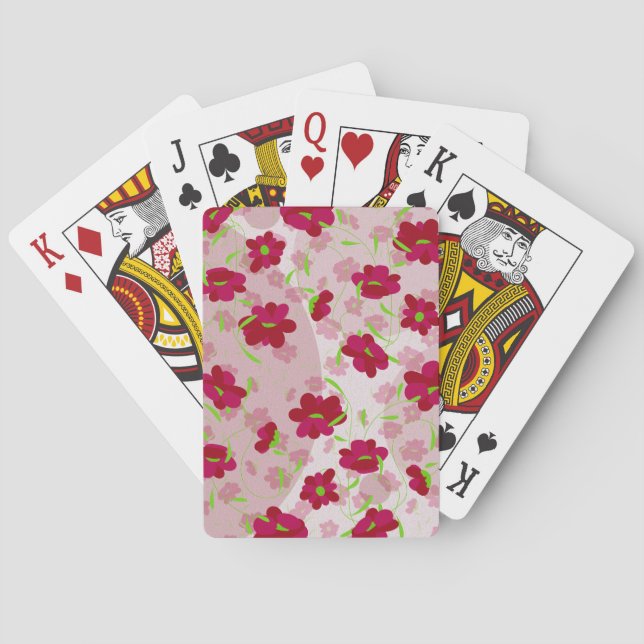 Pink and Red Flowers - Floral Playing Cards (Back)