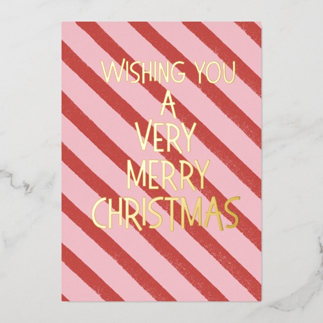 Pink and Red Foil Holiday Card (Front)