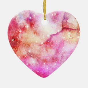 Pink And Red Galaxy Pattern Ceramic Tree Decoration