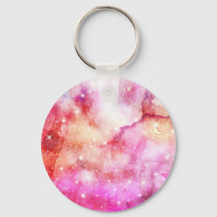 Pink And Red Galaxy Pattern Key Ring