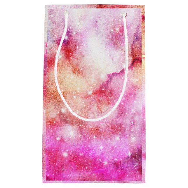 Pink And Red Galaxy Pattern Small Gift Bag (Front)