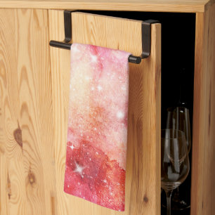 Pink And Red Galaxy Pattern Tea Towel