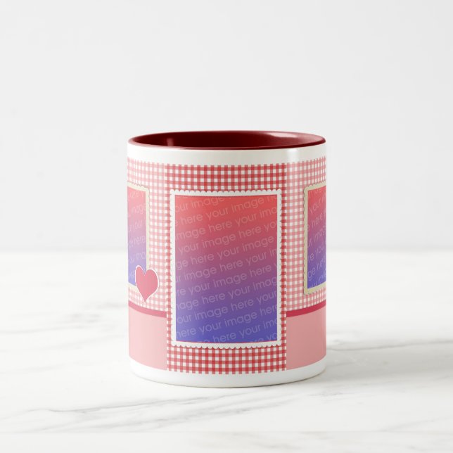 Pink and Red Gingham Photo Template Mug (Center)