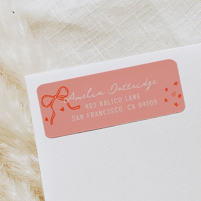 Pink and Red Girly Sketch Return Address (Pink and Red Girly Sketch Return Address Label)