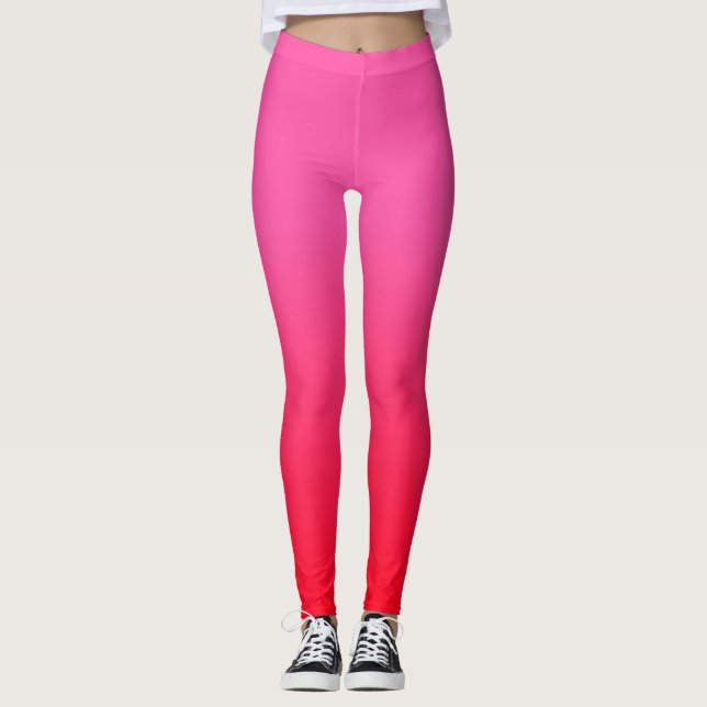Pink and Red Gradient Leggings (Front)