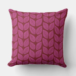 Pink and Red Hand-drawn Fall Foliage Leaves  Cushion