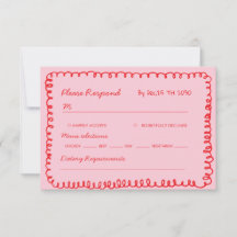 pink and red hand drawn heart whimsical wedding
