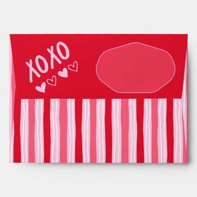 Pink and Red Hand Drawn Stripe Envelope (Back (Top Flap))