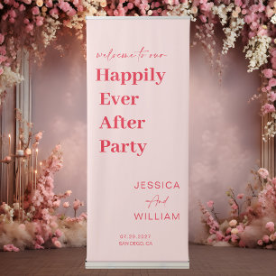 Pink And Red Happily Ever After Party Welcome Sign