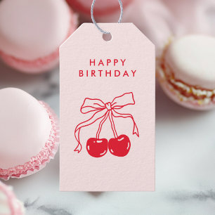 Pink and Red Happy Birthday Gift Tags