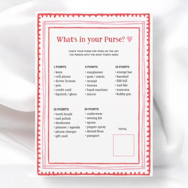 Pink and Red Heart Baby Shower Purse Game Cards (Creator Uploaded)