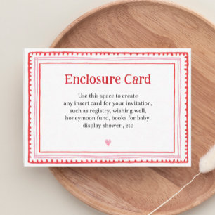 Pink and Red Heart Custom Editable Enclosure Card