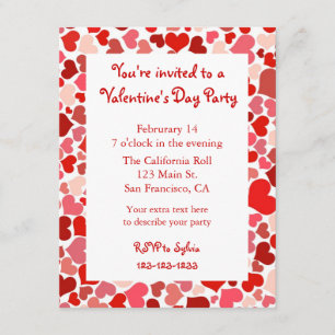 Pink and Red Heart Valentine's Day Invitation