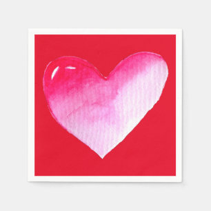 Pink and red heart watercolor pop art valentine napkin