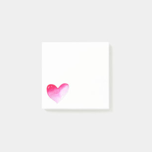 Pink and red heart watercolor pop art valentine post-it notes