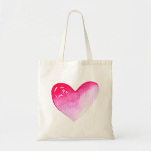 Pink and red heart watercolor pop art valentine tote bag