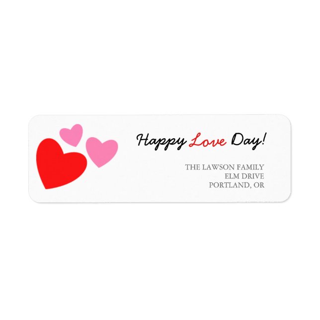 Pink and red hearts Happy Love Day (Front)