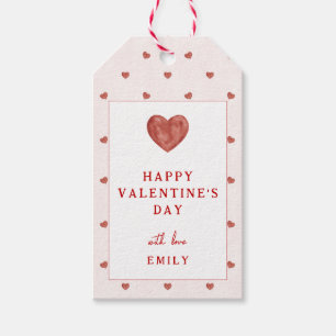 Pink and Red Hearts Happy Valentine's Day Tags