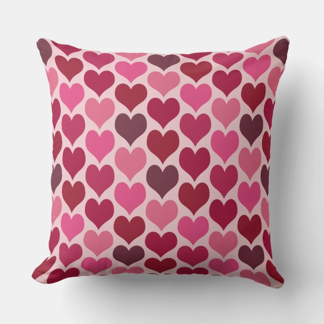 Pink and Red Hearts Pattern Cushion (Front)