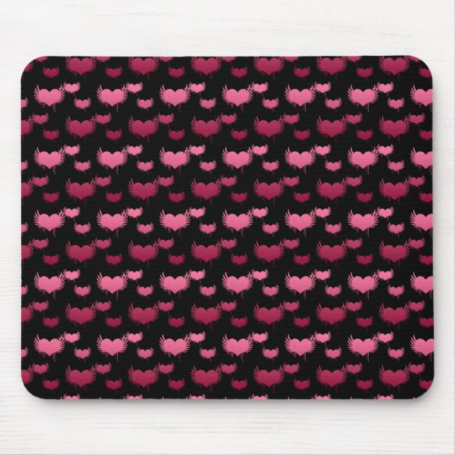 Pink and Red Hearts Pattern Mouse Mat (Front)