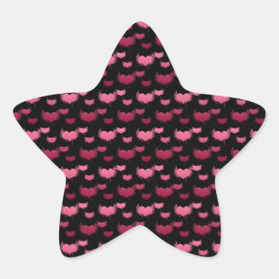 Pink and Red Hearts Pattern Star Sticker