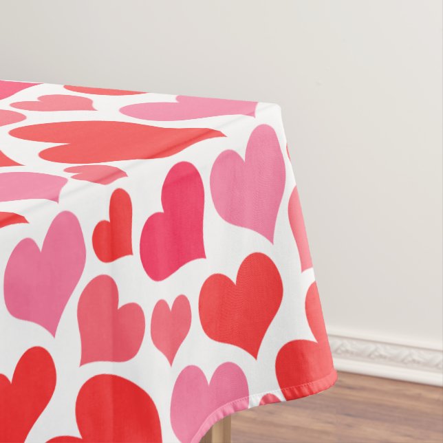Pink and Red Hearts Tablecloth (In Situ)