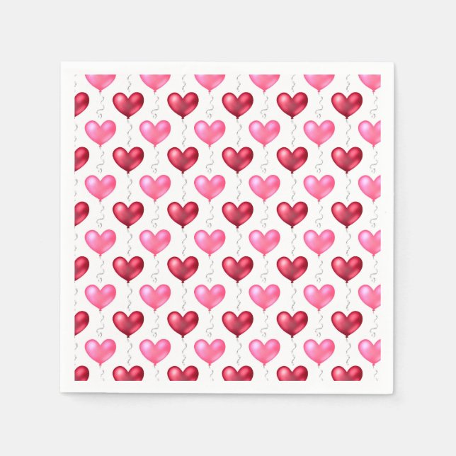 Pink and Red Hearts Valentine's Day Love Napkin (Front)