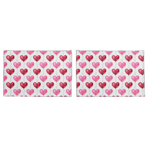 Pink and Red Hearts Valentine's Day Love  Pillowcase