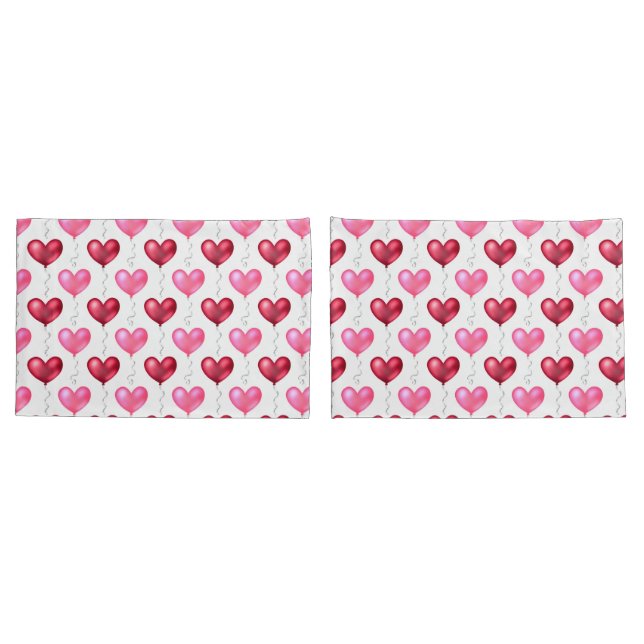 Pink and Red Hearts Valentine's Day Love  Pillowcase (Back-Set)