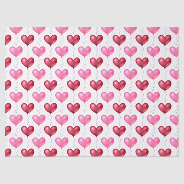 Pink and Red Hearts Valentine's Day Love Tissue Paper (Front)